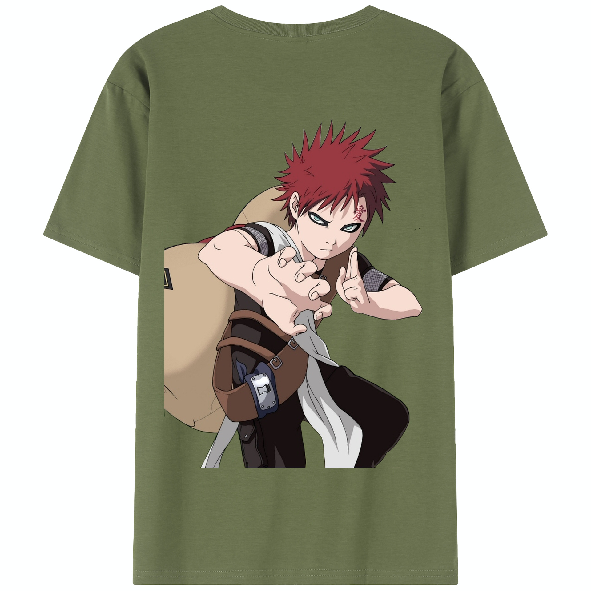 （画像用） NARUTO -ナルト- ガアラ Gaara 綿100％半袖Tシャツ（背面プリント）